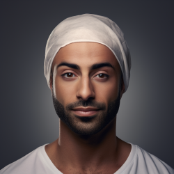 Fousey Hair Transplant using his dark hair and skin tones.