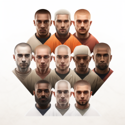 Hair Transplant Buzz Cut featuring various skin tones and hair colors.