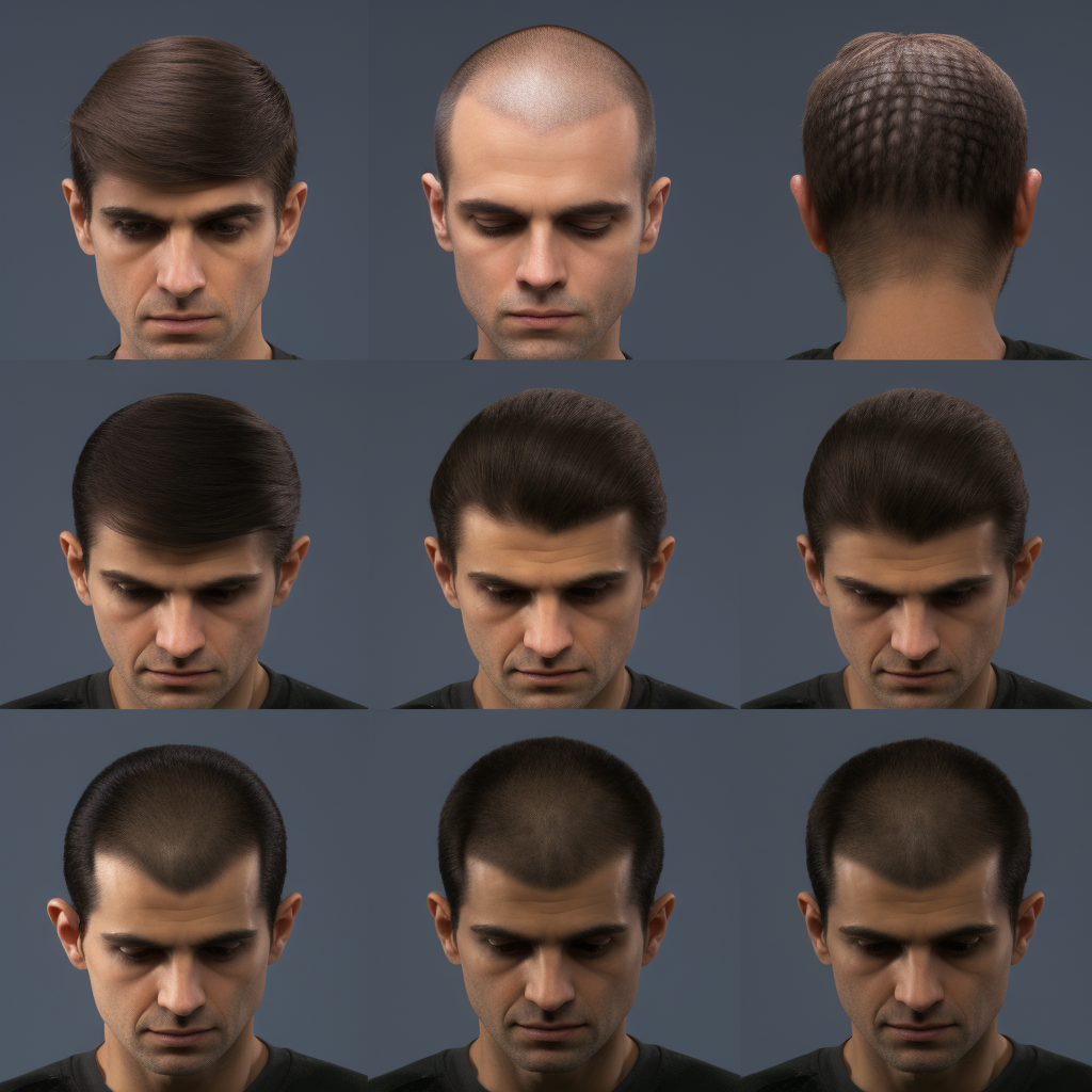 500 Grafts Hair Transplant showing detailed hair growth, incorporating various shades of brown.