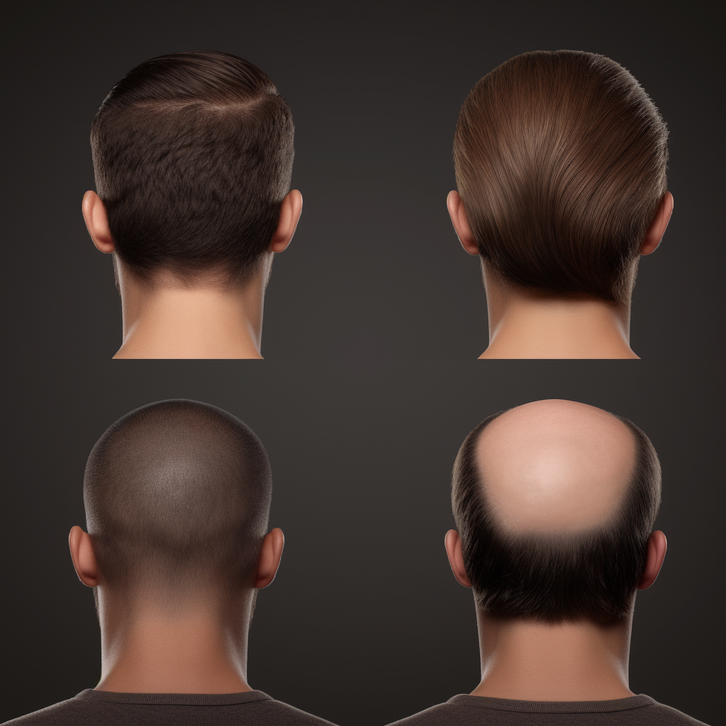 500 Grafts Hair Transplant showing detailed hair growth, incorporating various shades of brown.