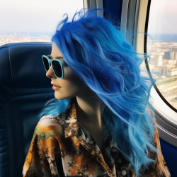 Hair Transplant Turkey Flight with vibrant blues of the sky and darker hair colors.